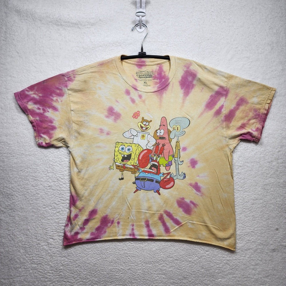 SpongeBob SquarePants Tie Dye Graphic T-Shirt Mens XL Yellow Pink Nickelodeon
